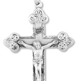 Men's Large Sterling Silver Elegant Tip Crucifix Necklace with Chain - Sterling Silver