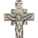 Men's Sterling Silver Crucifix Pendant Leaf Corner Points with Chain Options - 24&quot; Sterling Silver Chain + Clasp