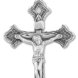 Men's Sterling Silver Budded Crucifix Necklace with Beaded Accents with Chain Options - 24&quot; Sterling Silver Chain + Clasp