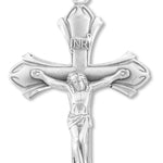 Men's Large Pointed Edge Crucifix Necklace, Sterling Silver with Chain Options - 24&quot; Sterling Silver Chain + Clasp