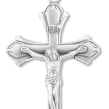 Men's Large Pointed Edge Crucifix Necklace, Sterling Silver with Chain Options - 24&quot; Sterling Silver Chain + Clasp