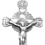 Men's Sterling Silver Starburst Crucifix Necklace Angel Tip with Chain Options - 24&quot; Sterling Silver Chain + Clasp