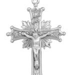 Men's Sterling Silver Starburst Crucifix Necklace Beaded Tips with Chain Options - 24&quot; Sterling Silver Chain + Clasp