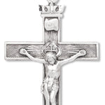 Men's Woven Texture Crucifix Necklace, Sterling Silver with Chain Options - 24&quot; Sterling Silver Chain + Clasp