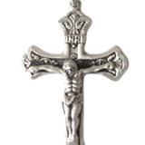 Crucifix Pendant, Sterling Silver - 24&quot; 2.4mm Rhodium Plate Chain + Clasp