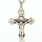 Crucifix Pendant, Sterling Silver - 24&quot; 2.4mm Rhodium Plate Chain + Clasp