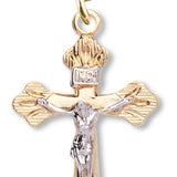 Women's 14kt Gold Plated Two-tone Crucifix Necklace Etched Tips +1 8 Inch Gold Plated Chain - Two-Tone