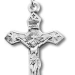 Women's Sterling Silver Etched Cross Tip Crucifix Necklace with Chain Options - 18&quot; 1.8mm Sterling Silver Chain + Clasp