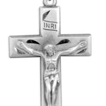 Men's Sterling Silver Traditional Crucifix Necklace with Chain Options - 24&quot; Sterling Silver Chain + Clasp