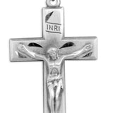 Men's Sterling Silver Traditional Crucifix Necklace with Chain Options - 24&quot; Sterling Silver Chain + Clasp