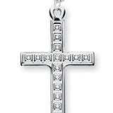 Men's Sterling Silver Cross Necklace with Cubed Etching with Chain Options