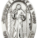 Divine Mercy Medal, Sterling Silver - No Chain