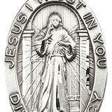 Divine Mercy Medal, Sterling Silver - No Chain