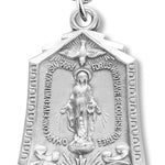 Women's Sterling Silver Hexagon Miraculous Immaculate Heart Necklace with Chain Options - 18&quot; 1.8mm Sterling Silver Chain + Clasp