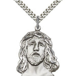 Ecce Homo Medal, Sterling Silver - 24&quot; 2.4mm Rhodium Plate Chain + Clasp