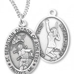 Girl's Oval Double-Sided Tennis Necklace with Saint Sebastian Back in Sterling Silver - 18&quot; 1.8mm Sterling Silver Chain + Clasp