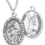 Girl's Oval Double-Sided Tennis Necklace with Saint Sebastian Back in Sterling Silver