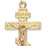 Women's 14kt Karat Gold Over Sterling Silver Greek Crucifix Necklace+ 18 Inch Gold Plated Chain &amp; Clasp - Gold-tone