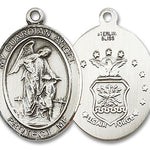Guardian Angel Air Force Medal, Sterling Silver, Large - No Chain