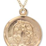 Women's 14kt Gold Plated Round Guardian Angel Necklace + 18 Inch Gold Plated Chain &amp; Clasp - Gold-tone