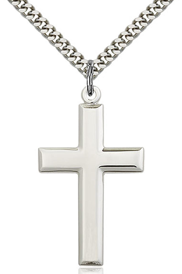 Men's Luxury High Polish All Sterling Silver Cross Pendant