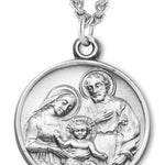 Men's Holy Family Necklace, Sterling Silver with Chain Options - 24&quot; Sterling Silver Chain + Clasp