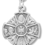Women's Sterling Silver Holy Spirit 4 Way Cross Necklace with Chain Options - 18&quot; 1.8mm Sterling Silver Chain + Clasp