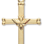 Women's 14kt Gold Over Sterling Silver Cross Necklace Dove Center Cross + 18 Inch Gold Plated Chain &amp; Clasp - Gold-tone