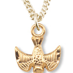 Youth Size 14kt Gold Plated Descending Dove Necklace + 16 Inch Gold Plated Chain &amp; Clasp - Gold-tone