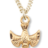 Youth Size 14kt Gold Plated Descending Dove Necklace + 16 Inch Gold Plated Chain &amp; Clasp - Gold-tone