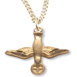 Women's 14kt Gold Over Sterling Silver Dove and Holy Host Necklace + 18 Inch Gold Plated Chain &amp; Clasp - Gold-tone