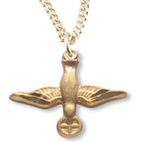 Women's 14kt Gold Over Sterling Silver Dove and Holy Host Necklace + 18 Inch Gold Plated Chain &amp; Clasp - Gold-tone