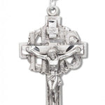 Men's Sterling Silver IHS Crucifix Necklace with Chain Options - 24&quot; Sterling Silver Chain + Clasp