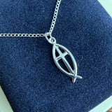 Fish Cross Pendant, Sterling Silver
