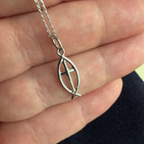 Fish Cross Pendant, Sterling Silver
