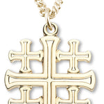 Women's 16kt Gold Plated High Polish Jerusalem Cross Necklace + 18 Inch Gold Plated Chain &amp; Clasp - Gold-tone
