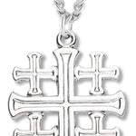 Men's Jerusalem Cross Necklace, Sterling Silver with Chain Options - 24&quot; Sterling Silver Chain + Clasp