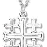 Men's Jerusalem Cross Necklace, Sterling Silver with Chain Options - 24&quot; Sterling Silver Chain + Clasp