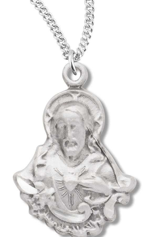 Women's Jesus Charm Necklace, Sterling Silver with Chain Options - 18&quot; 1.8mm Sterling Silver Chain + Clasp