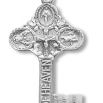 Women's Sterling Silver Key to Heaven 3 Way Necklace with Chain Options - 18&quot; 1.8mm Sterling Silver Chain + Clasp