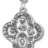 Men's Sterling Silver Land, Air, Sea 4 Way Cross Necklace with Chain Options
