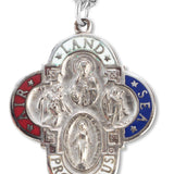 Men's Sterling Silver Red, White, Blue Land, Air, Sea 4 Way Necklace with Chain Options