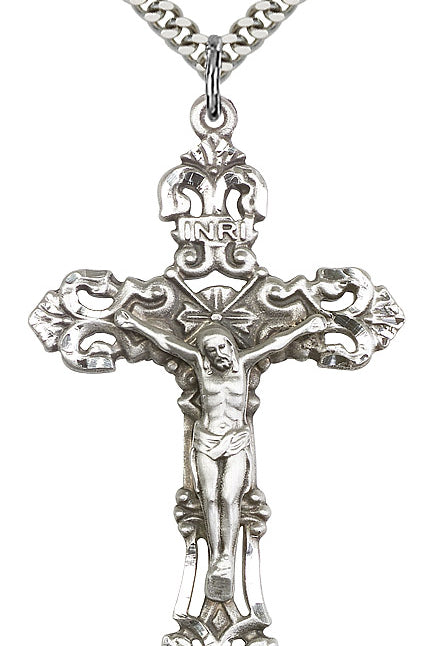 Large Sterling Silver Crucifix Pendant