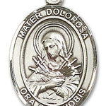 Mater Dolorosa Medal, Sterling Silver, Large - No Chain