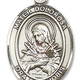 Mater Dolorosa Medal, Sterling Silver, Large - No Chain