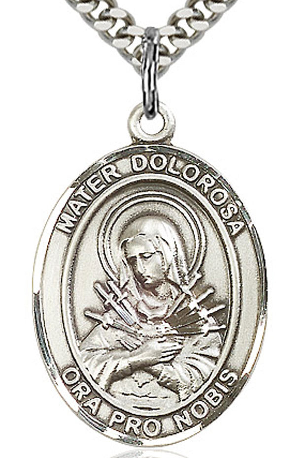 Mater Dolorosa Medal, Sterling Silver, Large
