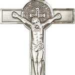 Men's Large St. Benedict Crucifix Pendant - Silver