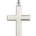 Men's Luxury High Polish All Sterling Silver Cross Pendant - 24&quot; 2.2mm Sterling Silver Chain + Clasp