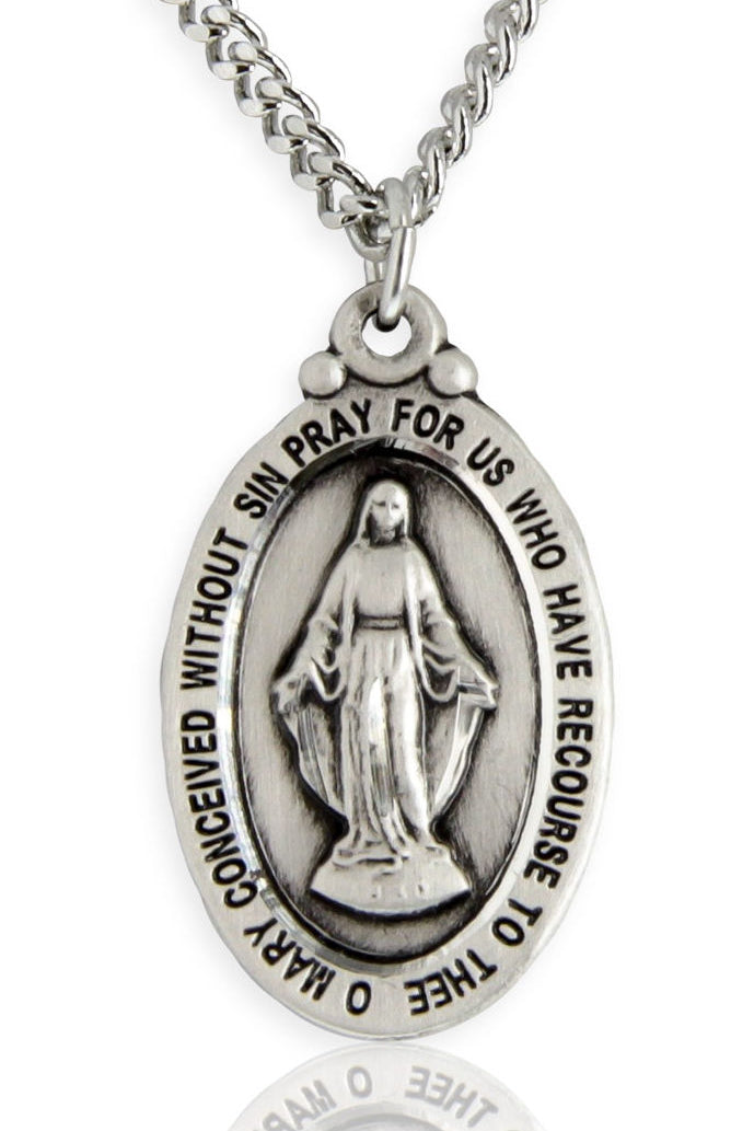 Men's Miraculous Medal, Sterling Silver