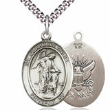 Men's Pewter Oval Guardian Angel Navy Medal